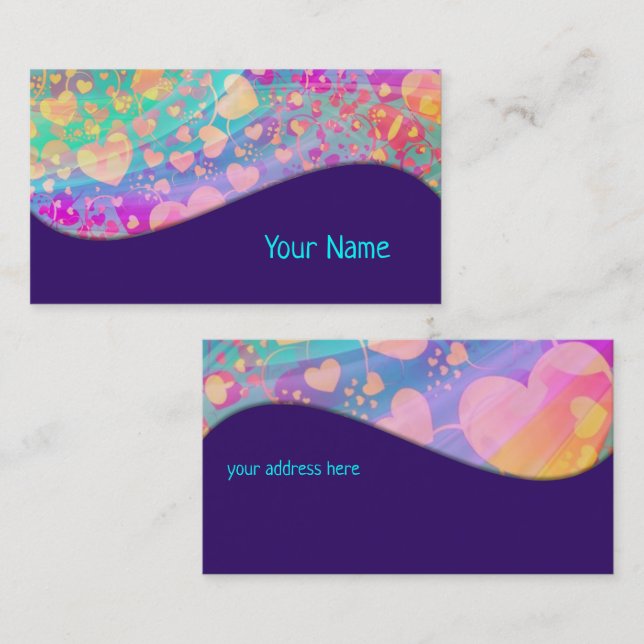 Heart Love Pattern Pastel Design Business Card (Front/Back)