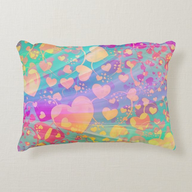 Heart Love Pattern Pastel Design Decorative Cushion (Front)