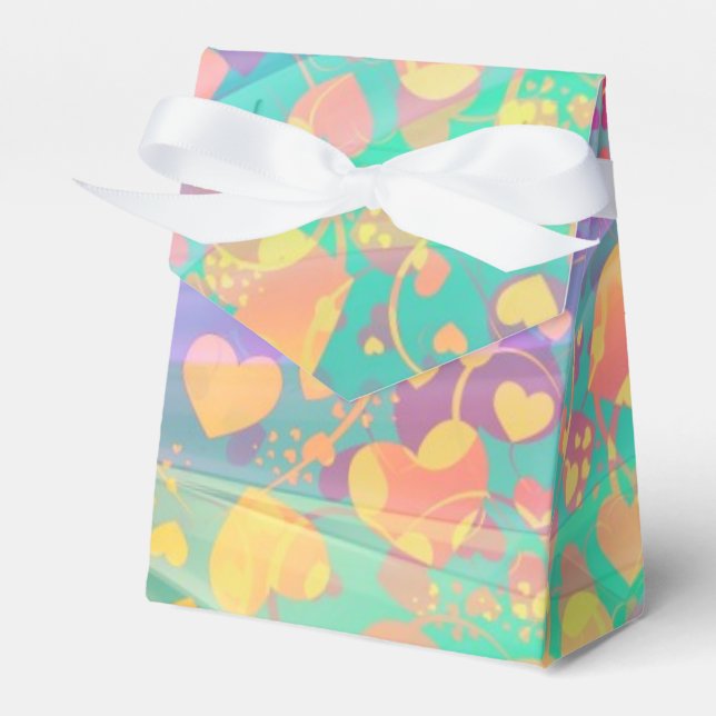 Heart Love Pattern Pastel Design Favour Box (Front Side)