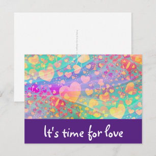 Heart Love Pattern Pastel Design Postcard