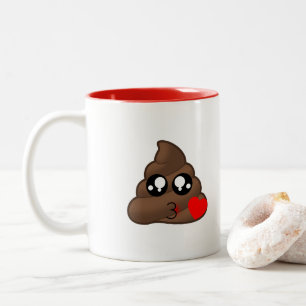 Heart Love Poop Emoji Two-Tone Coffee Mug