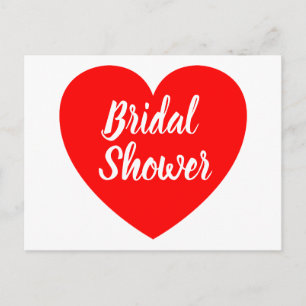 Heart Love Red And White Bridal Shower Wedding Invitation Postcard