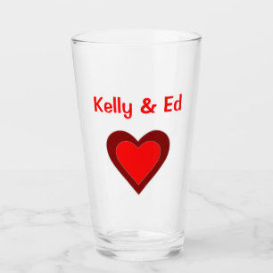 Heart Love Red Wedding Couple 4Kelly & Ed (Names) Glass
