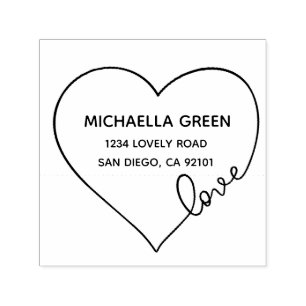 Heart Love   Return Address Rubber Stamp