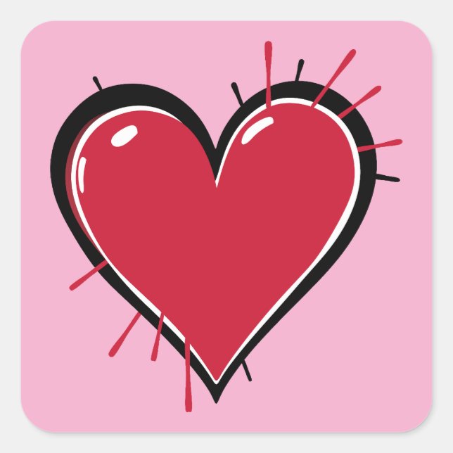 Heart Love Square Sticker (Front)
