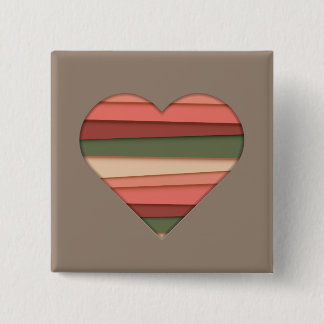 Heart Love Striped Valentine's Day 15 Cm Square Badge