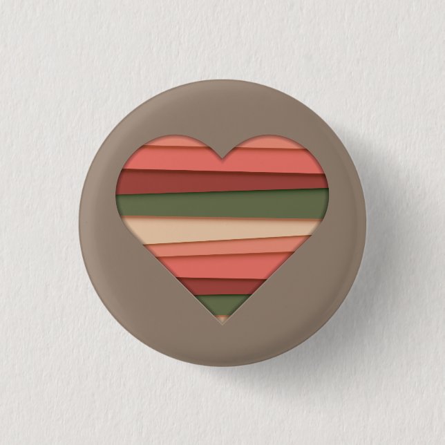 Heart Love Striped Valentine's Day 3 Cm Round Badge (Front)
