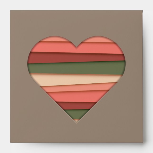 Heart Love Striped Valentine's Day Envelopes (Front)