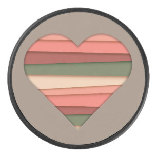 Heart Love Striped Valentine's Day Hockey Puck