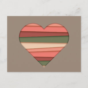 Heart Love Striped Valentine's Day Holiday Postcard