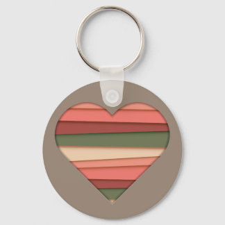 Heart Love Striped Valentine's Day Key Ring