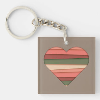 Heart Love Striped Valentine's Day Key Ring