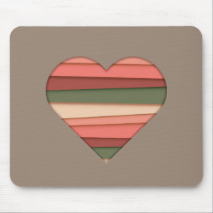Heart Love Striped Valentine's Day Mouse Mat