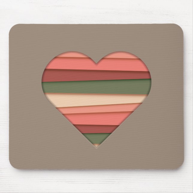 Heart Love Striped Valentine's Day Mouse Mat (Front)
