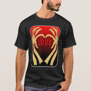 Heart Love Symbol Skeletal Finger Bones Hands Skel T-Shirt