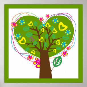 Heart love tree green custom poster