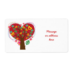 Heart love tree Valentine’s custom label