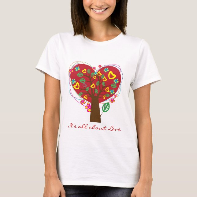 Heart love tree Valentine’s custom t-shirt. T-Shirt (Front)