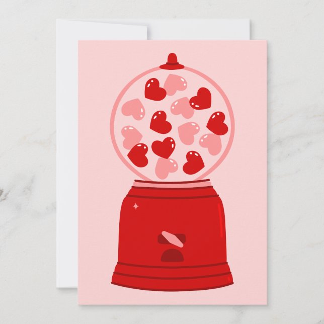 heart love valentine gum machine gumballs holiday card (Front)