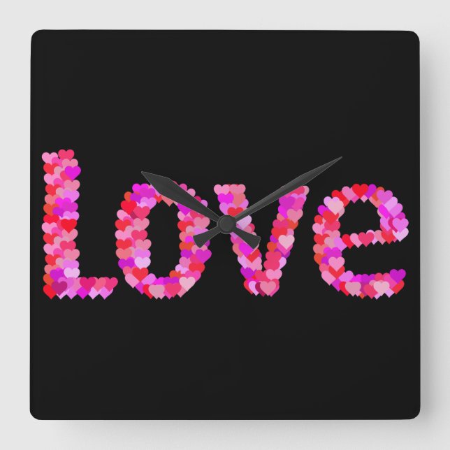 heart love valentines day pink black clock (Front)