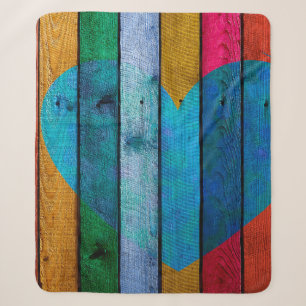 Heart love wood boards branches sherpa blanket