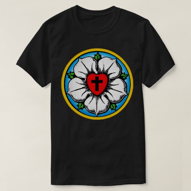 Heart Lutheran Rose T-Shirt (Design Front)