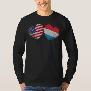 Heart Luxembourg American Flag Patriotic Family He T-Shirt