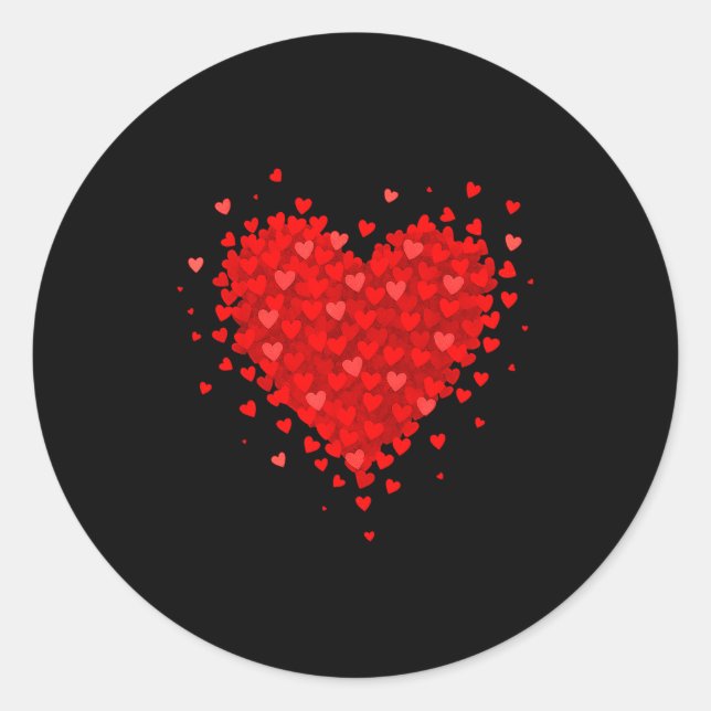 Heart Made Of Hearts Valentines Day Womens Teens G Classic Round Sticker (Front)