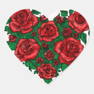 Heart made of red roses romantic valentine's love sticker
