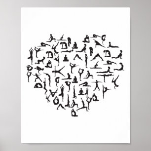 Heart Made Up Of Yoga Positions! A Great Yoga Gift Poster