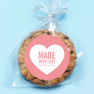 Heart Made with Love Editable Colour Classic Round Sticker
