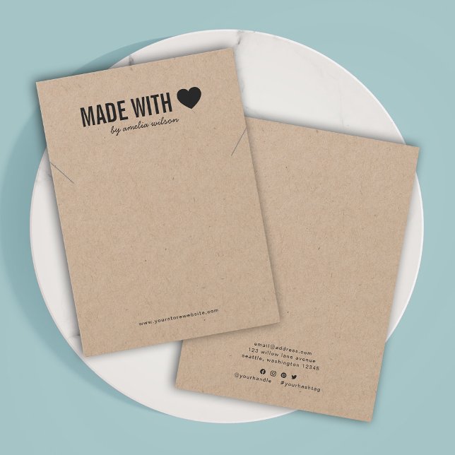 Heart Made with Love Kraft Necklace Display Card (Creator Uploaded)