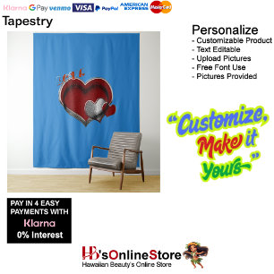 Heart Magic Blue Business Tapestry Extra-Large