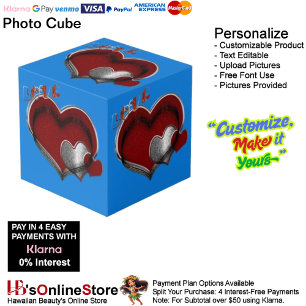 Heart Magic Blue Photo Cube