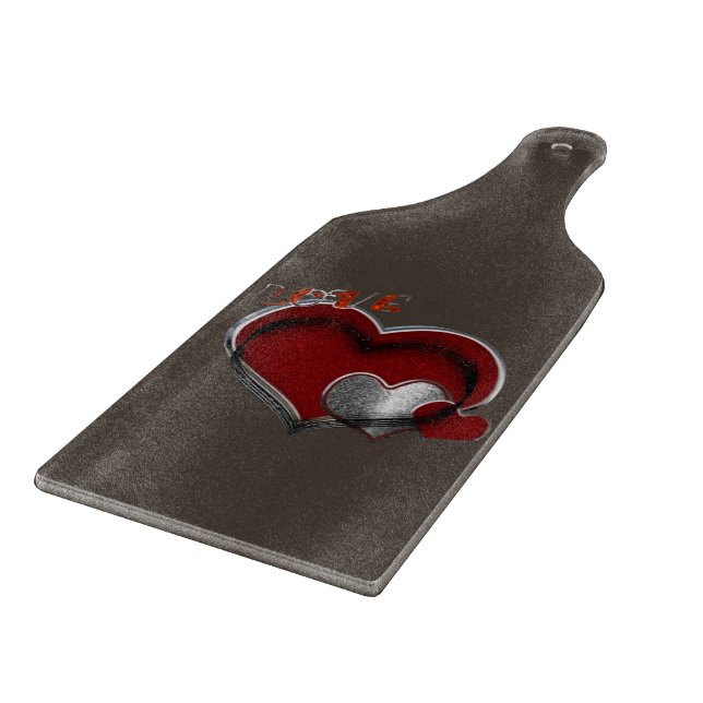 Heart Magic Brown Glass Cutting Board Paddle (Corner)
