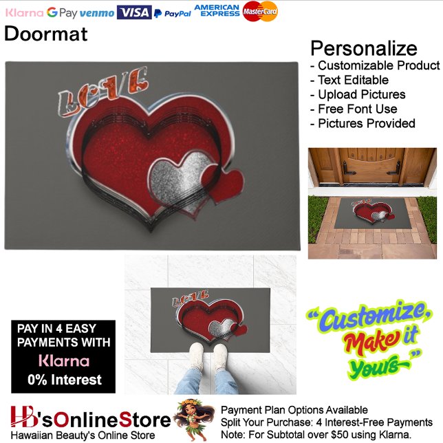 Heart Magic Door Mat  with Charcoal Background (Heart Magic Door Mat with Charcoal Background.)