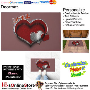 Heart Magic Door Mat with Rust Background