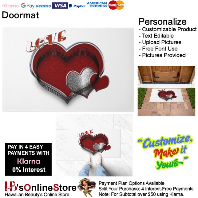 Heart Magic Door Mat  with White Background (Heart Magic Door Mat with White Background.)
