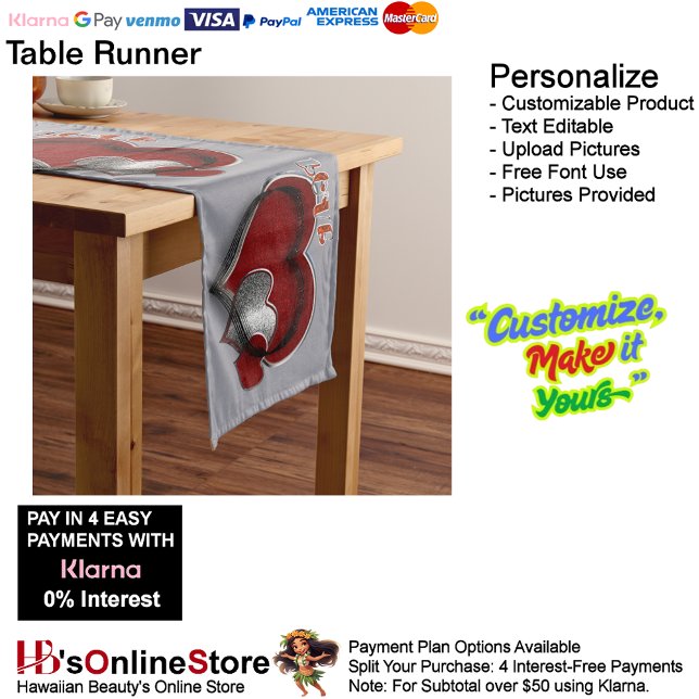 Heart Magic Gray Table Runner Household Linen (Heart Magic Gray Table Runner Household Linen.)