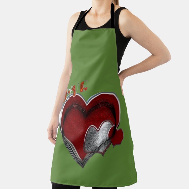 Heart Magic Green Large Apron (Insitu)
