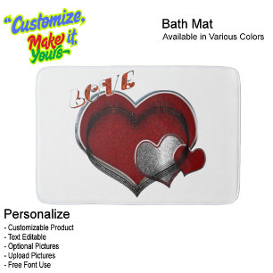 Heart Magic Love Bath Mat with a White Background