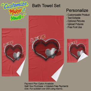 Heart Magic Red Bathroom Towel Set