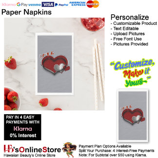 Heart Magic Silver Gray Paper Napkin Guest Towel