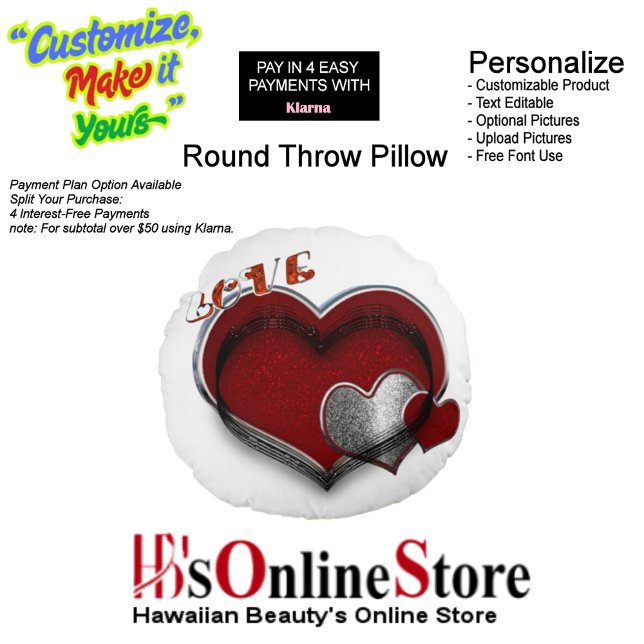 Heart Magic White Polyester Round Throw Pillow  (Heart Magic Polyester Round Throw Pillow with White Background.)