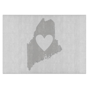 Heart Maine state silhouette Cutting Board