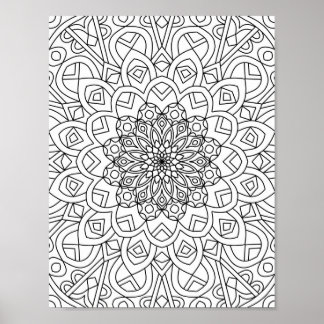 Heart Mandala  Adult Colouring Doodle Colour This Poster
