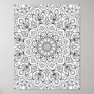 Heart Mandala  Adult Colouring Doodle Colour This Poster