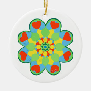 Heart Mandala Ceramic Tree Decoration