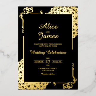Heart Mandala Frame Black Gold Foil Indian Wedding