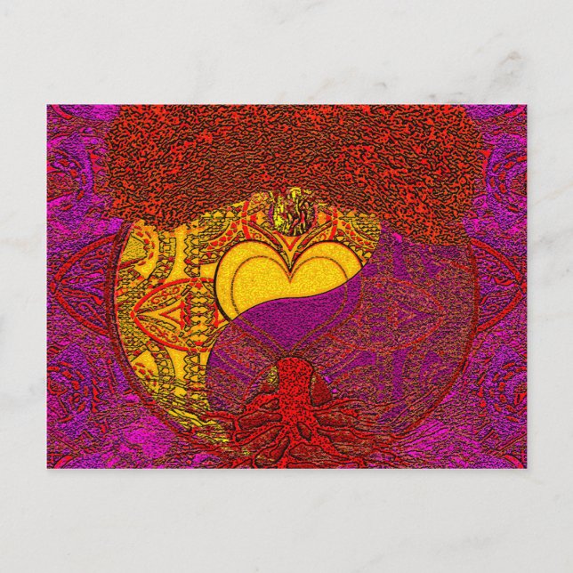 Heart Mandala in Red Postcard (Front)